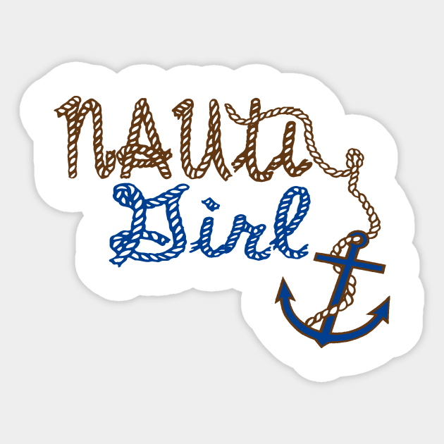 Nauti Girl Womens Boat Shirt Sticker by Sailfaster Designs